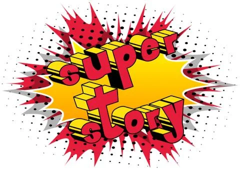 Super Story - Comic book style word on abstract background. Illustrazione stock