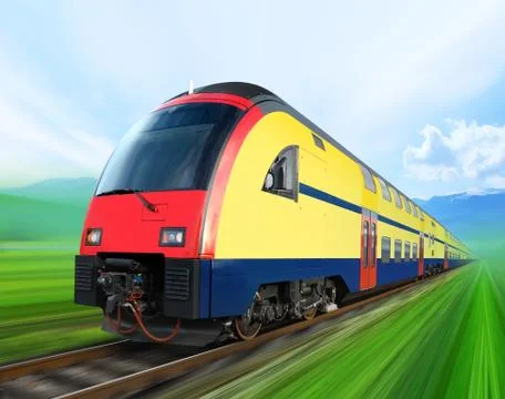 Super streamlined train on rail Stock Illustration