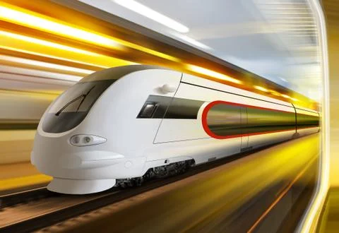 Super streamlined train in tunnel イラスト素材
