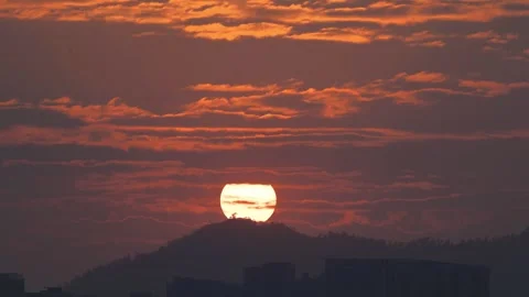 Super Sunset Glow Over the Western Mountains 日落西山 Stock-Footage 247676673