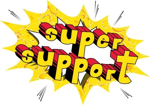 Super Support - Comic book style word on abstract background. Stock Illustration