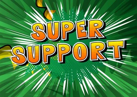 Super Support - Comic book style word on abstract background. Illustrazione stock