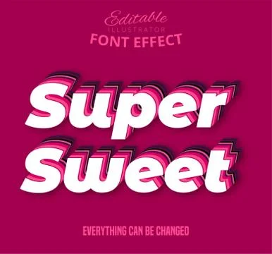Super Sweet text, editable text effect Stock Illustration