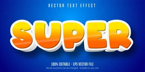 Super text, cartoon style editable text effect Stock Illustration
