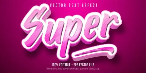Super text, cartoon style editable text effect Stock Illustration