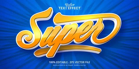 Super text, cartoon style editable text effect Stock Illustration
