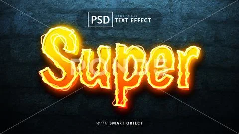 Super text - editable neon font effects PSD Template