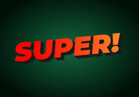 Super. Text effect in colorful style with 3D look Stock Illustration