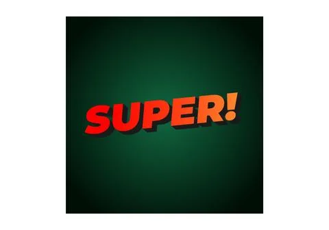 Super. Text effect in colorful style with 3D look Stock Illustration