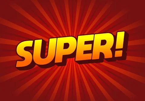Super. Text effect in colorful style with 3D look Stock Illustration