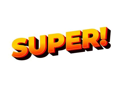 Super. Text effect in colorful style with 3D look Stock Illustration