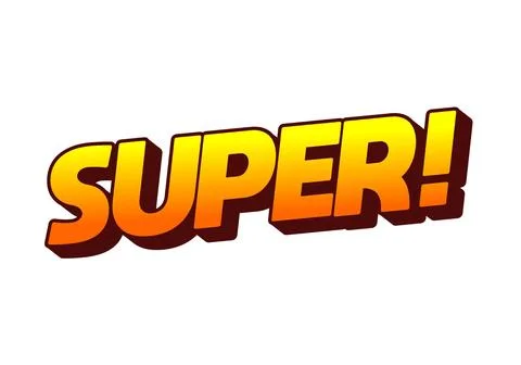 Super. Text effect in colorful style with 3D look Stock Illustration