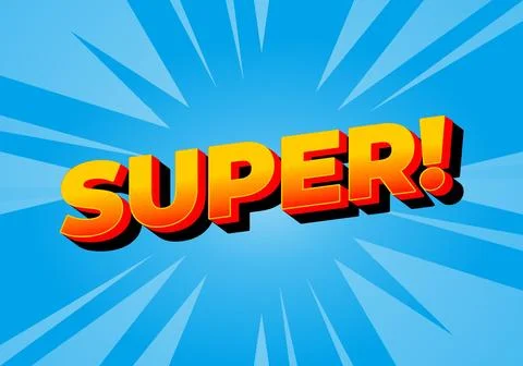 Super. Text effect in colorful style with 3D look Stock Illustration
