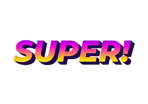 Super. Text effect in colorful style with 3D look Stock Illustration