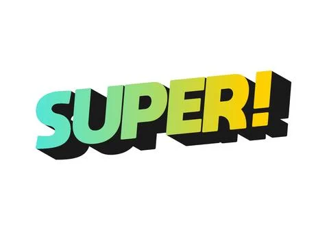Super. Text effect in colorful style with 3D look Stock Illustration