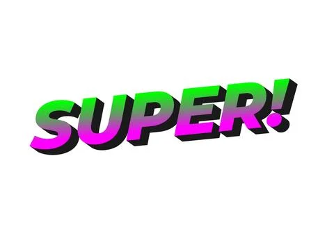Super. Text effect in colorful style with 3D look Stock Illustration