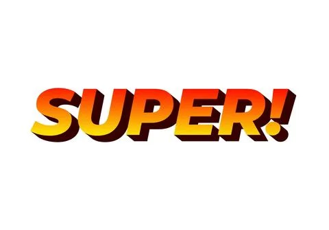 Super. Text effect in colorful style with 3D look Stock Illustration