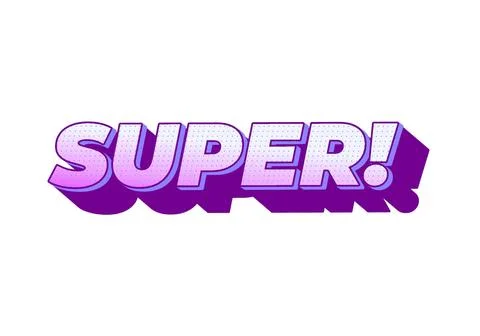 Super. Text effect in colorful style with 3D look Stock Illustration