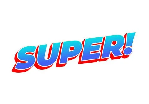 Super. Text effect in colorful style with 3D look Stock Illustration