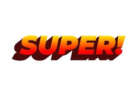 Super. Text effect in colorful style with 3D look Stock Illustration