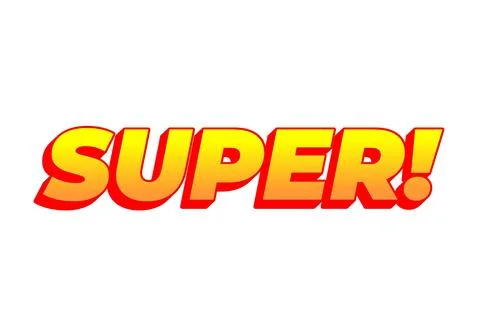 Super. Text effect in colorful style with 3D look Stock Illustration