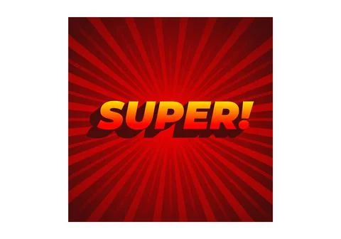 Super. Text effect in colorful style with 3D look Stock Illustration