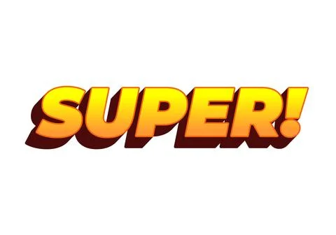 Super. Text effect in colorful style with 3D look Stock Illustration