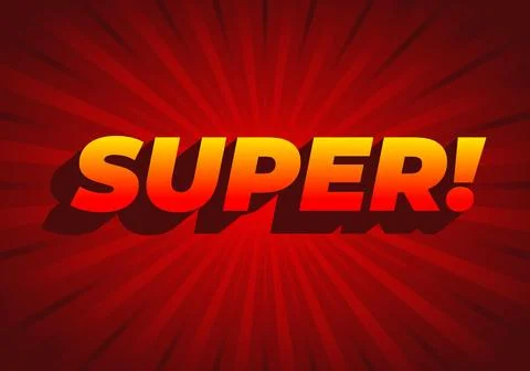 Super. Text effect in colorful style with 3D look Stock Illustration