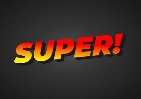 Super. Text effect in colorful style with 3D look Stock Illustration