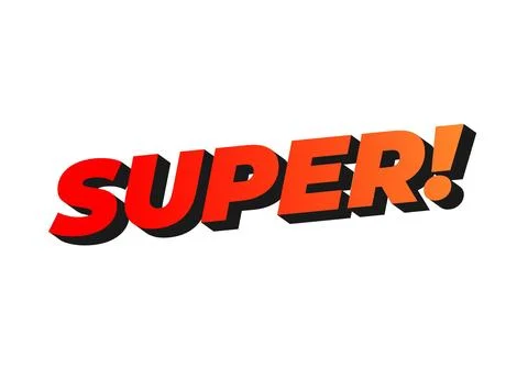 Super. Text effect in colorful style with 3D look Stock Illustration