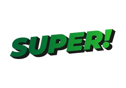 Super. Text effect in colorful style with 3D look Stock Illustration