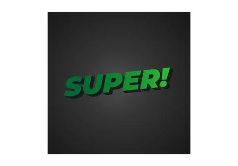 Super. Text effect in colorful style with 3D look Stock Illustration