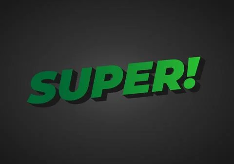 Super. Text effect in colorful style with 3D look Stock Illustration