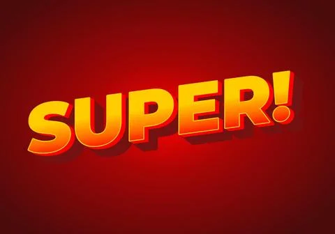 Super. Text effect in colorful style with 3D look Stock Illustration