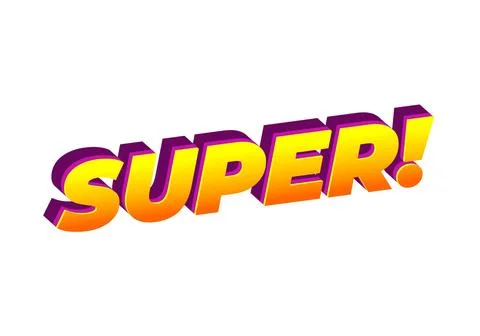 Super. Text effect in colorful style with 3D look Stock Illustration