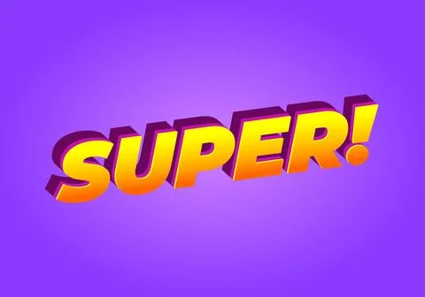Super. Text effect in colorful style with 3D look Stock Illustration