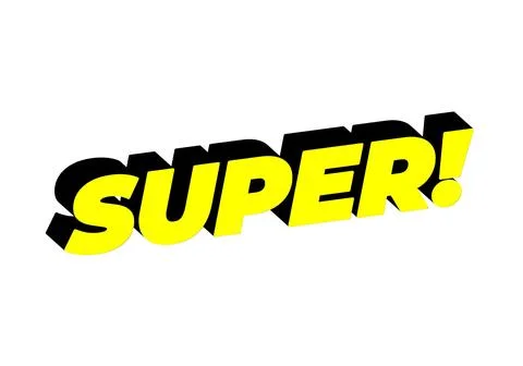 Super. Text effect in colorful style with 3D look Stock Illustration