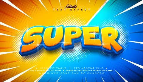 Super Text Effect Design Editable Comic Vector Graphic Style with Colorful .. Illustrazione stock