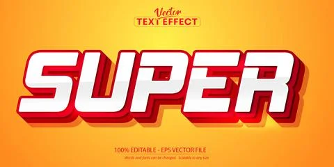Super text, red color style editable text effect Stock Illustration