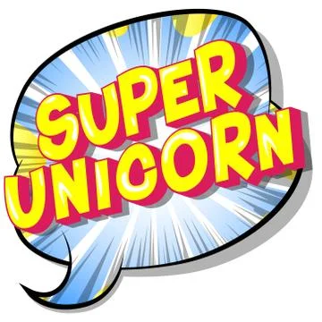 Super Unicorn - Vector illustrated comic book style phrase on abstract backgr Illustrazione stock