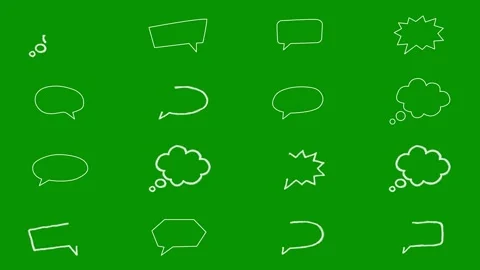 Super useful collection of exactly sixteen white hand drawn speech Stock-Footage 346825853