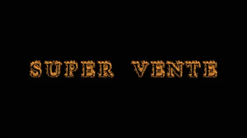 Super vente fire text effect black background Stock Footage 136566043
