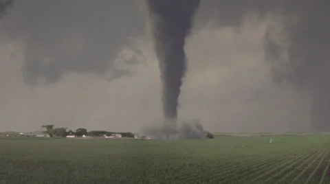 Super Violent Tornado Strikes Farm Stock Footage
