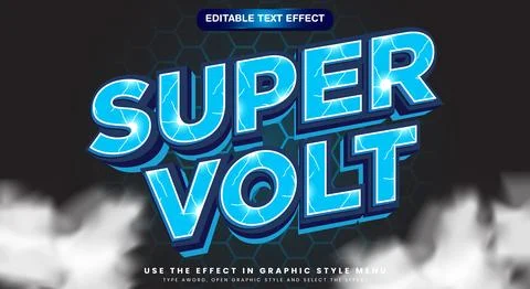 Super Volt 3D editable text effect template Stock Illustration