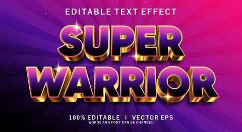 Super warrior 3d vector text effect with modern style design Stock Illustration