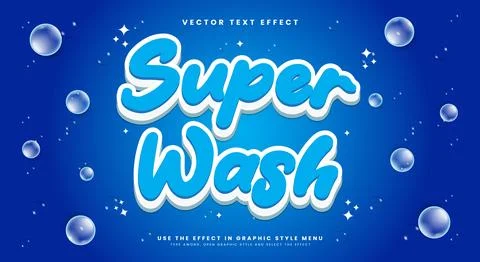 Super Wash 3d editable text effect Template 스톡 일러스트