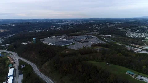 Super wide angle aerial pan of rural city Stock Footage 155466502