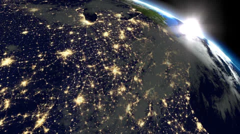 Super wide angle Earth zoom on sunrise Stock Footage 24636760