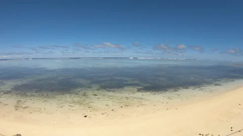 Super wide angle hand hold still view of calm peaceful turquoise blue lagoon loo Stock Footage 235322827