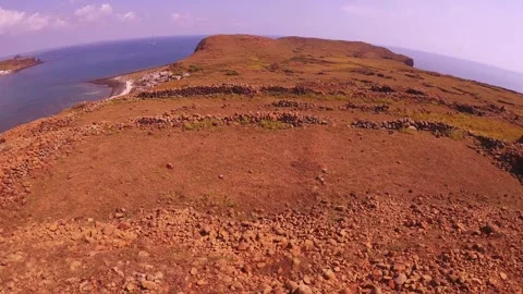 Super wide angle horizontal look out view to similar to Machupicchu manmade form Stock Footage 243000185